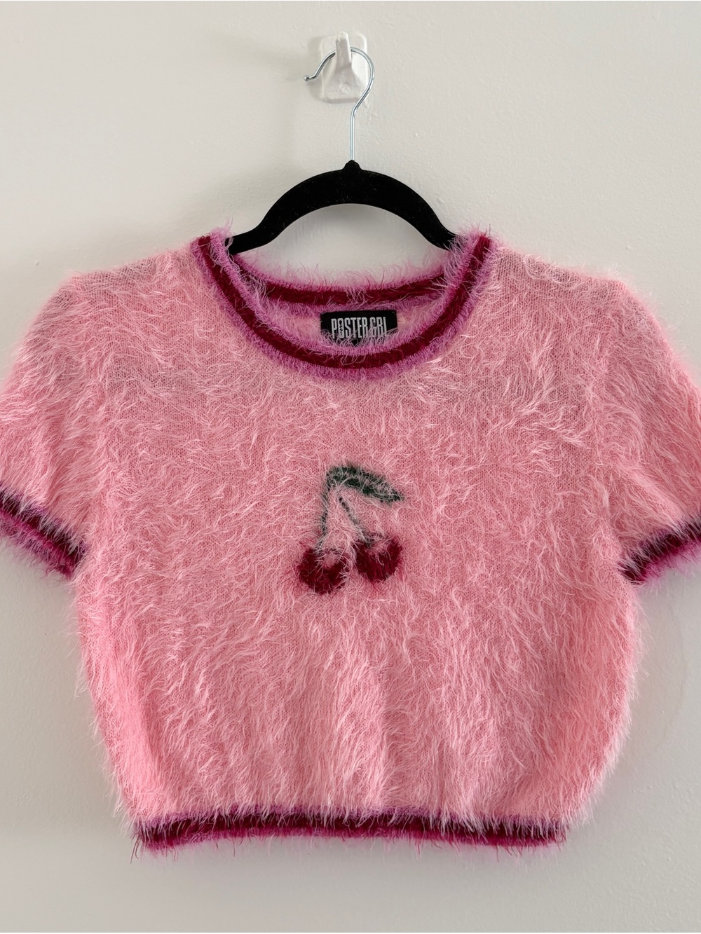 Poster Grl Dolls Kill Baddest Berry Sweater Baby Cropped Tee Size Large Pink